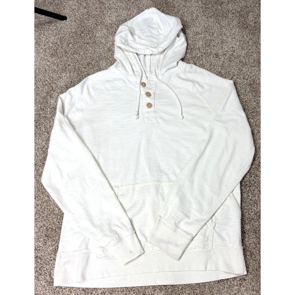 Banana Republic BR 100% COTTON Hoodie Mens XL Ivory Henley Beach Preppy